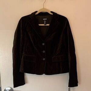 DKNY Women's Dark Brown Velvet Blazer